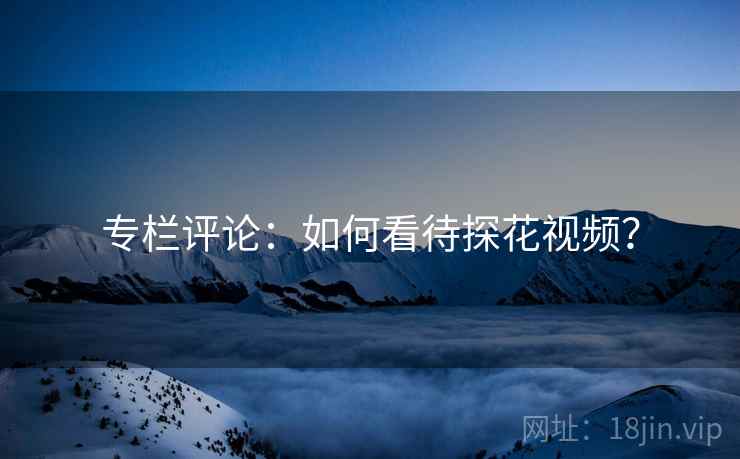 专栏评论:如何看待探花视频?